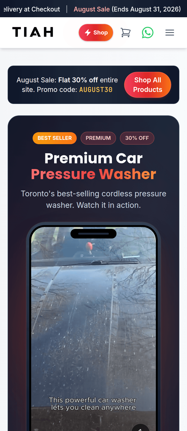 TIAH Auto Accessories on a phone